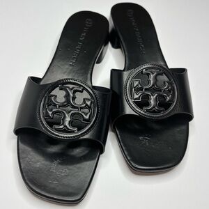 Tory Burch Women’s size 8 Bombé Miller Pumps Sandals 1 inch Block Heels Leather